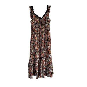 Max + Ash Women's Black Floral Ruffle Embroidered Trim Coquette Milk Maid XL